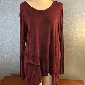 Elegant Maroon Long Sleeve Women's Top